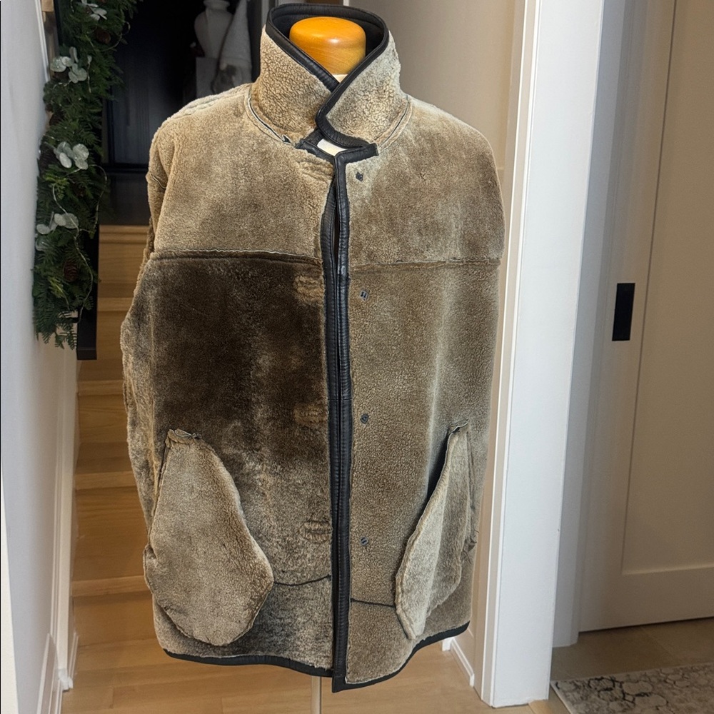 Men’s Genuine Sheepskin Shearling Coat – Black – L/XL - Picture 4 of 7